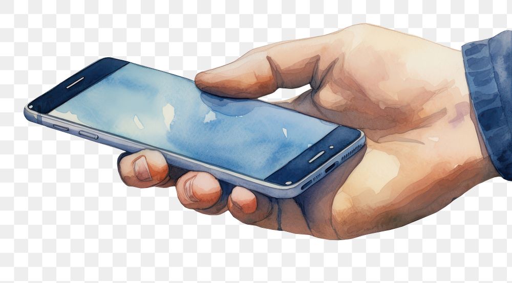 PNG Mobile phone holding screen hand. AI generated Image by rawpixel.