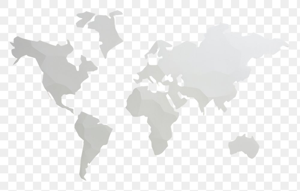 PNG World map minimal white topography diagram. 