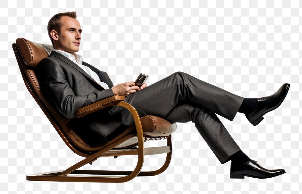PNG  Business man chair furniture footwear. AI generated Image by rawpixel.