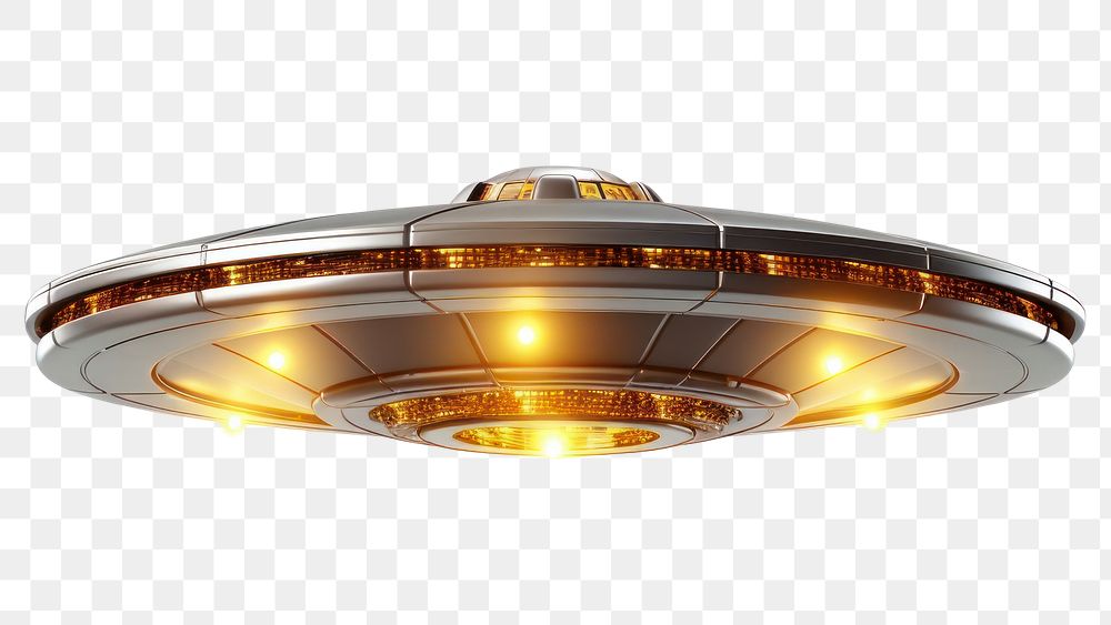 PNG Alien UFO white background illuminated chandelier
