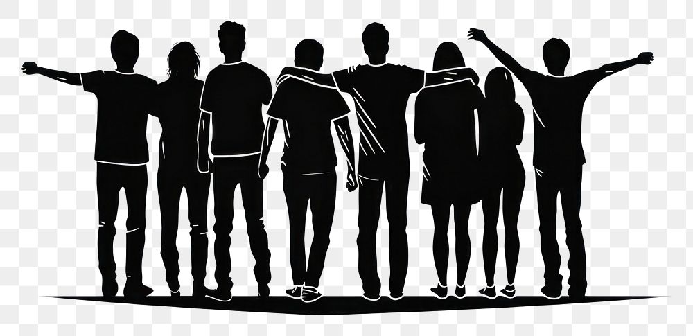 PNG Silhouette teamwork people adult. AI generated Image by rawpixel.