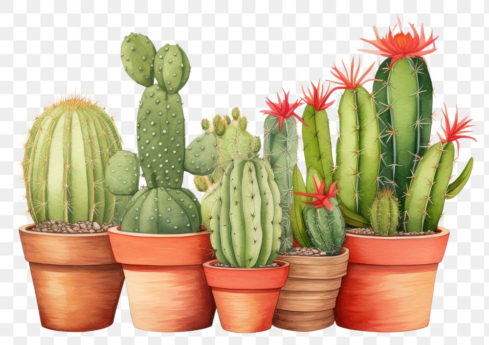 PNG potted cactus plants, transparent background. AI generated Image by rawpixel