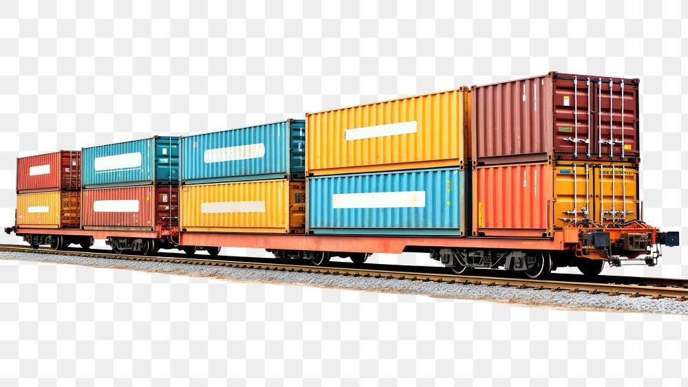 PNG Container transport train vehicle railway white background. AI generated Image by rawpixel.