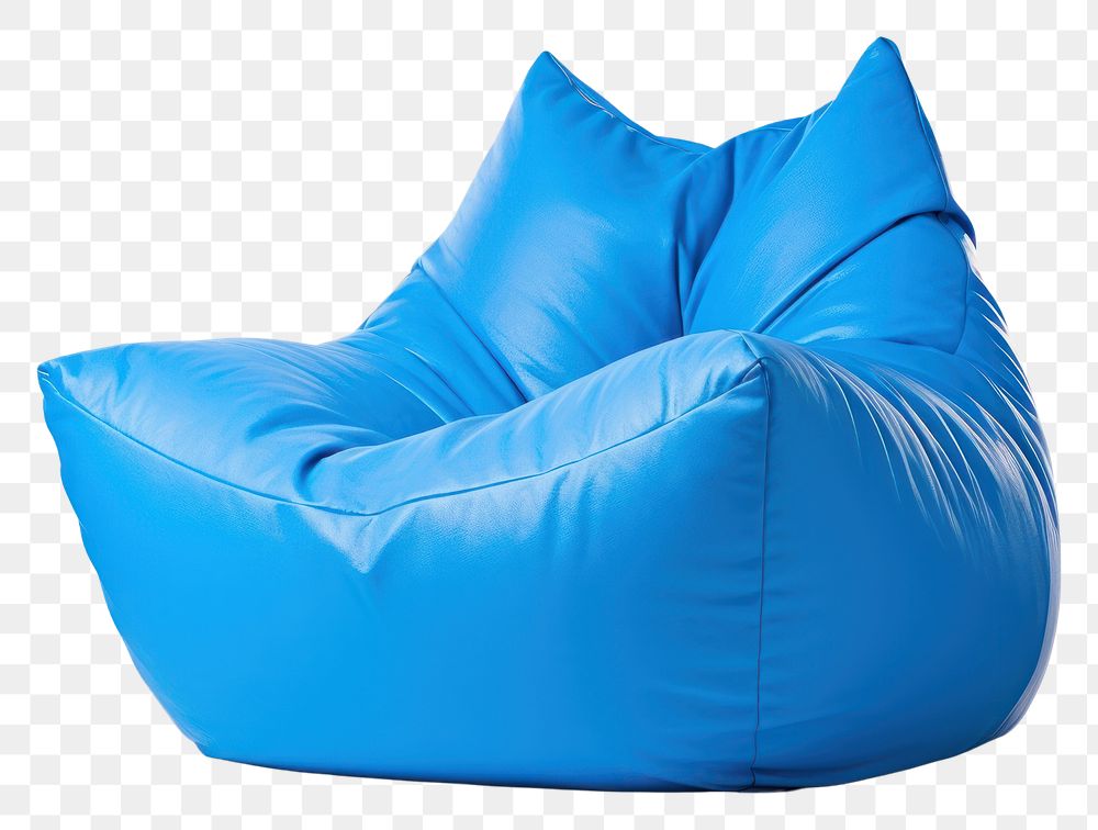 PNG Beanbag furniture blue white background. AI generated Image by rawpixel.