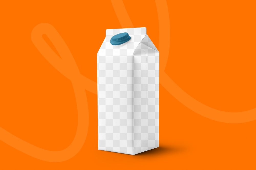 Milk carton png mockup, transparent design