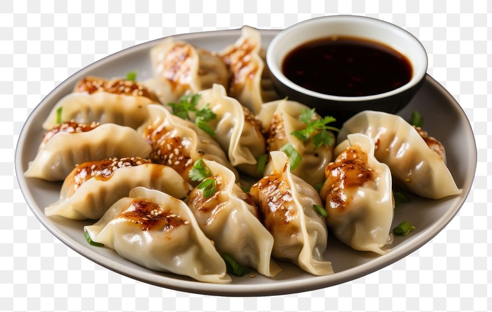 PNG Dumpling sauce plate food. AI generated Image by rawpixel.