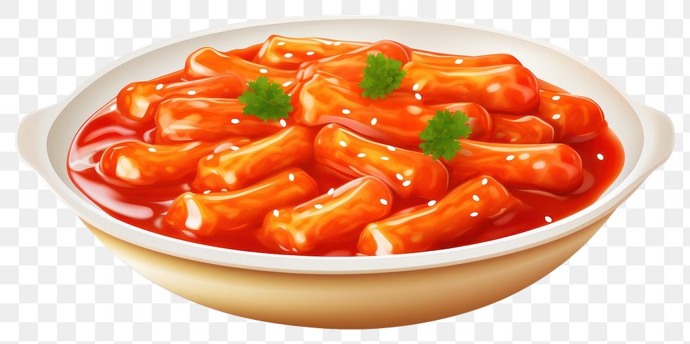 PNG 3d cartoon tteokbokki food dish bowl. AI generated Image by rawpixel.