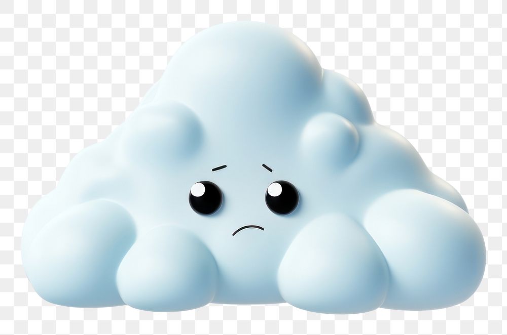 PNG 3d cartoon toy sad cloud white white background investment. AI generated Image by rawpixel.