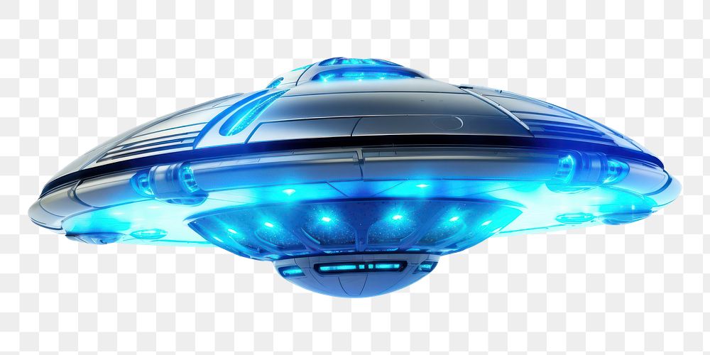 PNG UFO ship vehicle blue white background. 