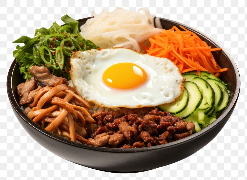 PNG Korean bibimbap noodle meal food. AI generated Image by rawpixel.