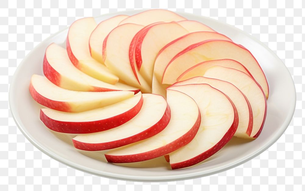 PNG Apple plate slice fruit. AI generated Image by rawpixel.