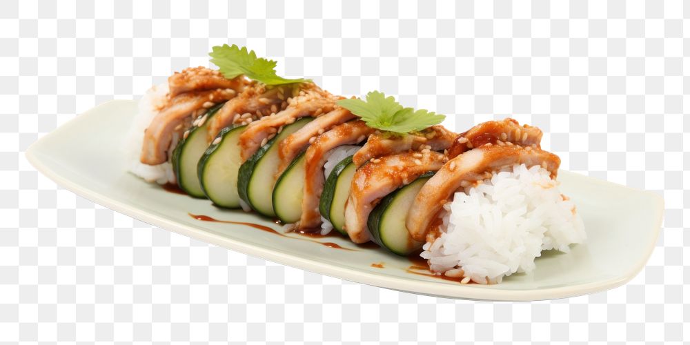 PNG  Unagi Eel Sashimi vegetable sushi plate. AI generated Image by rawpixel.
