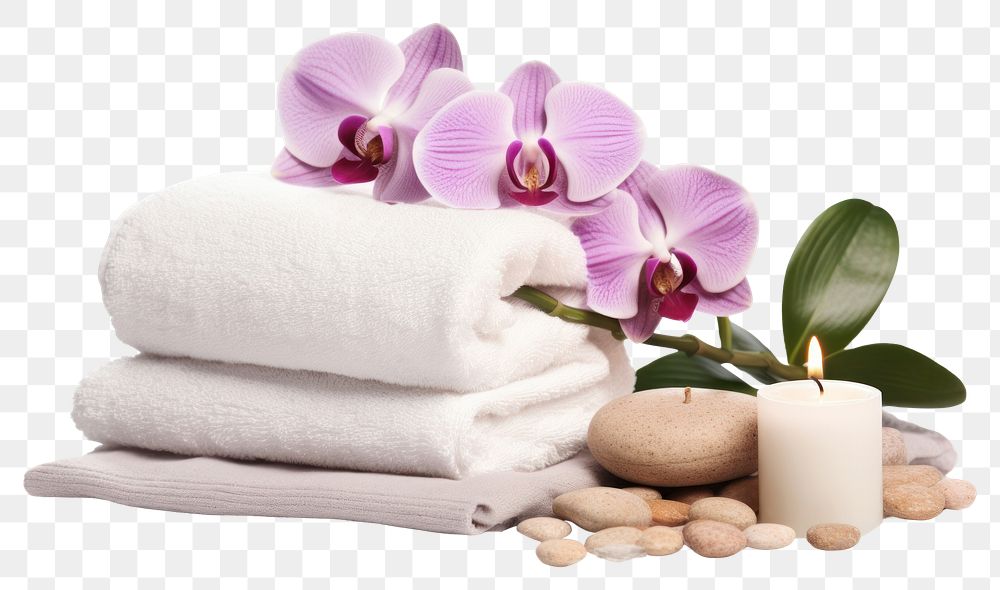 PNG Beauty spa flower plant towel. AI generated Image by rawpixel.