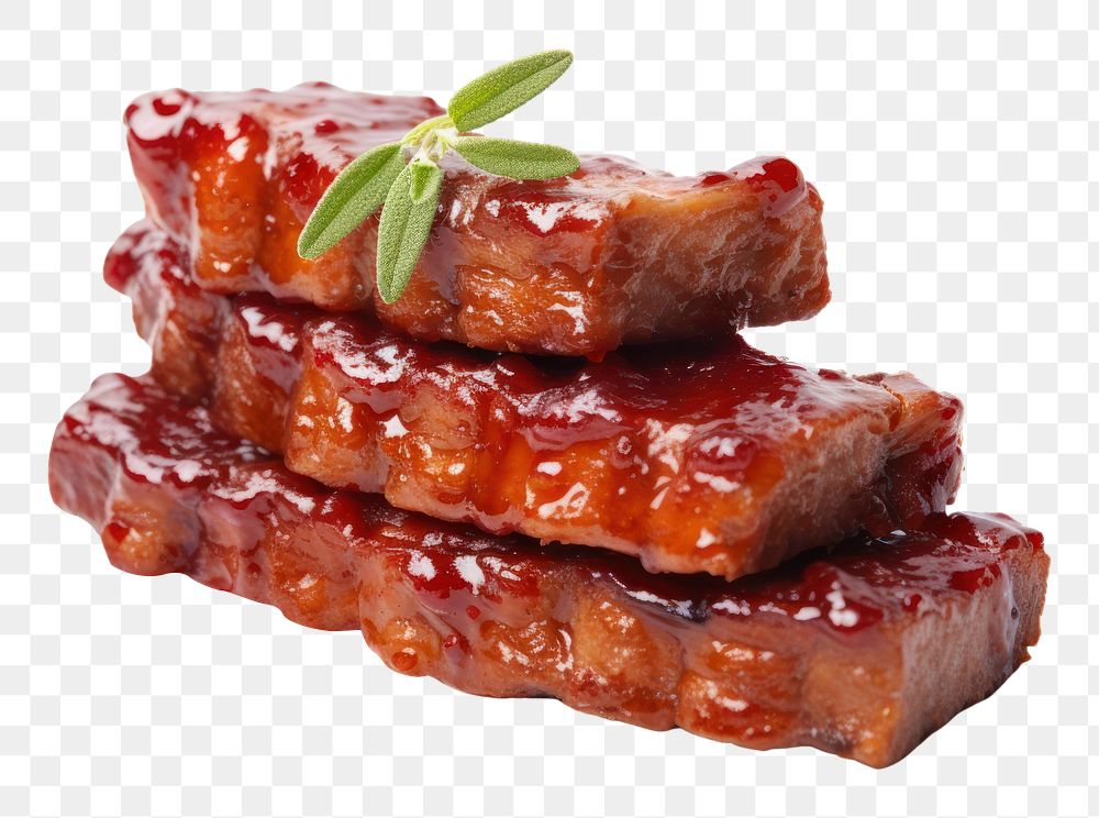 PNG Pork ribs racks meat food white background. AI generated Image by rawpixel.