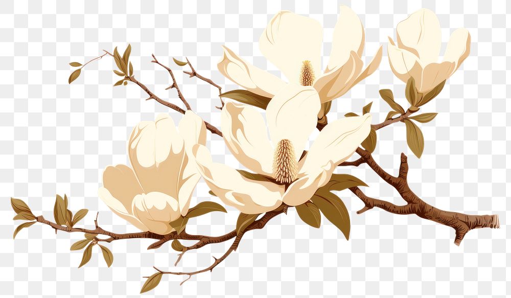 PNG Magnolia blossom flower plant. AI generated Image by rawpixel.