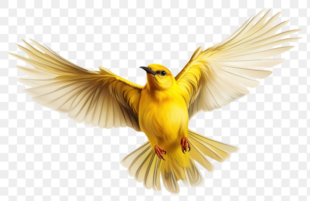 PNG  Yellow bird animal canary white background. AI generated Image by rawpixel.