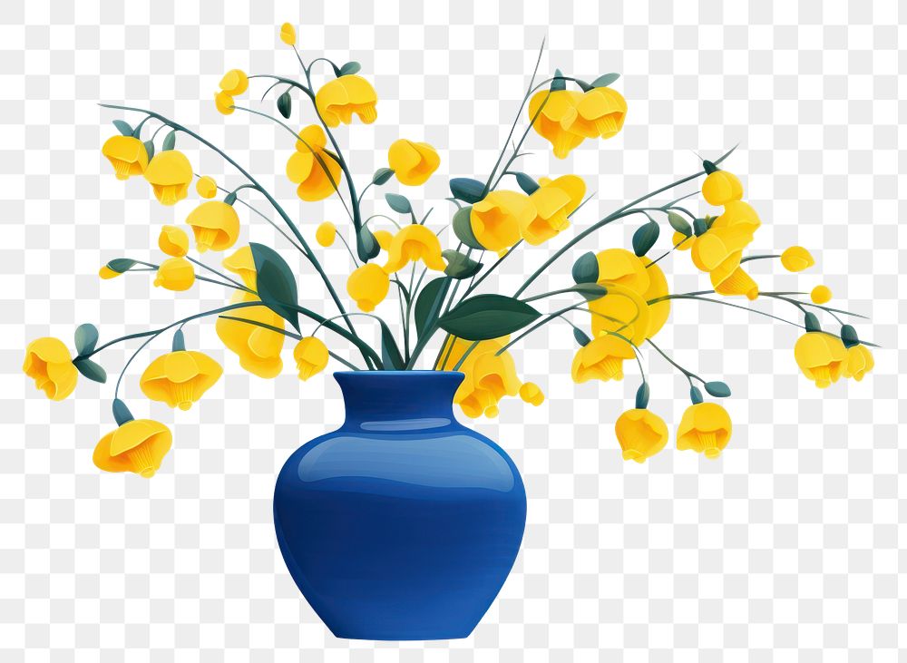 PNG  Yellow Jewelweed flower vase daffodil. AI generated Image by rawpixel.