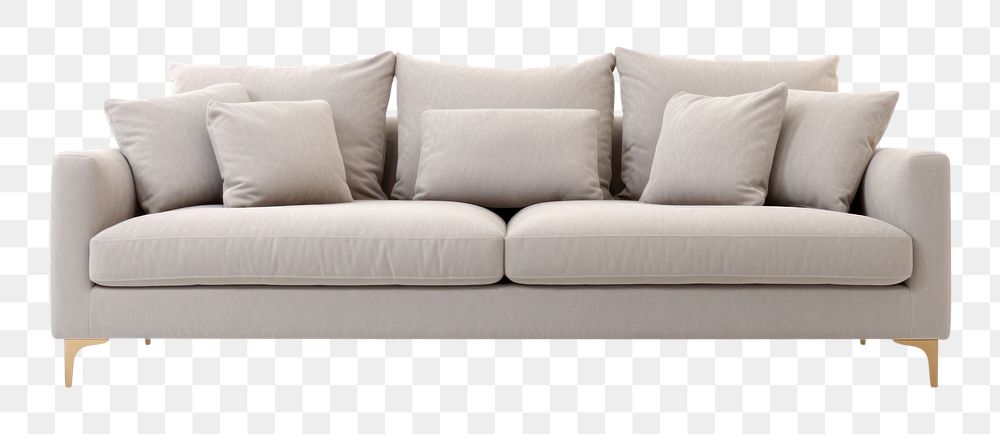 PNG  Modern gray sofa furniture cushion pillow. AI generated Image by rawpixel.