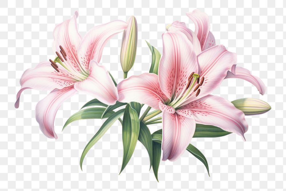 PNG  Lilys flower plant white background. AI generated Image by rawpixel.