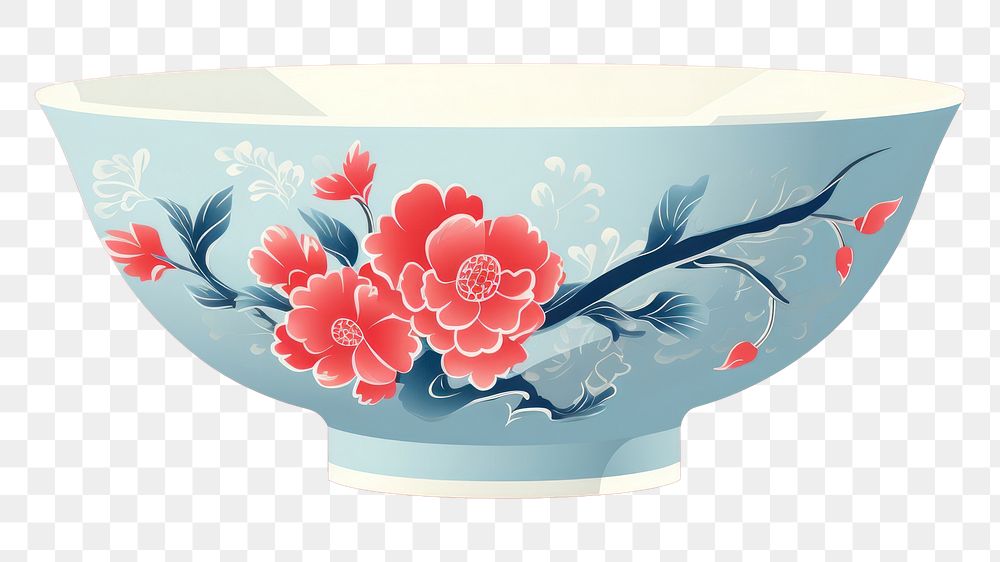 PNG Porcelain flower plant bowl. AI generated Image by rawpixel.