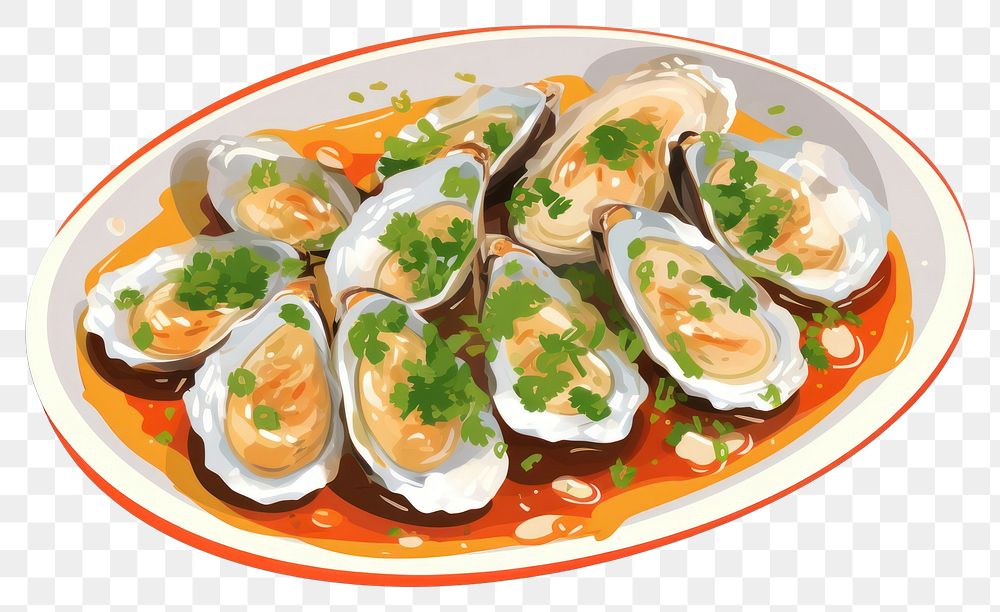 PNG Seafood oyster plate meal. AI generated Image by rawpixel.