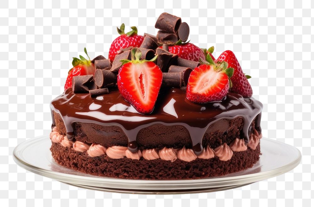 PNG Chocolate cake strawberry dessert fruit. AI generated Image by rawpixel.