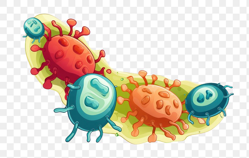 PNG Bacteria cartoon magnification microbiology. AI generated Image by rawpixel.