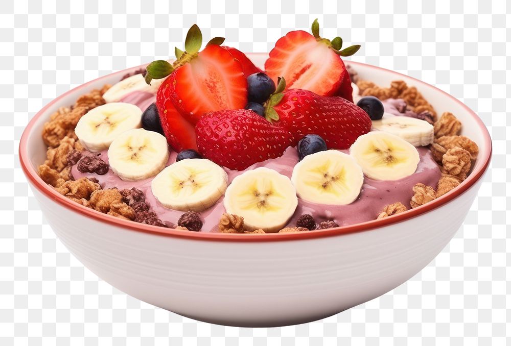 PNG Acai bowl strawberry granola food. AI generated Image by rawpixel.