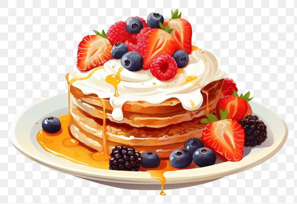 PNG  Breakfast blueberry dessert pancake. AI generated Image by rawpixel.