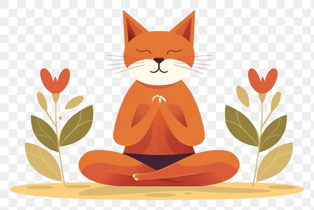 PNG Cat meditating cartoon yoga representation. 