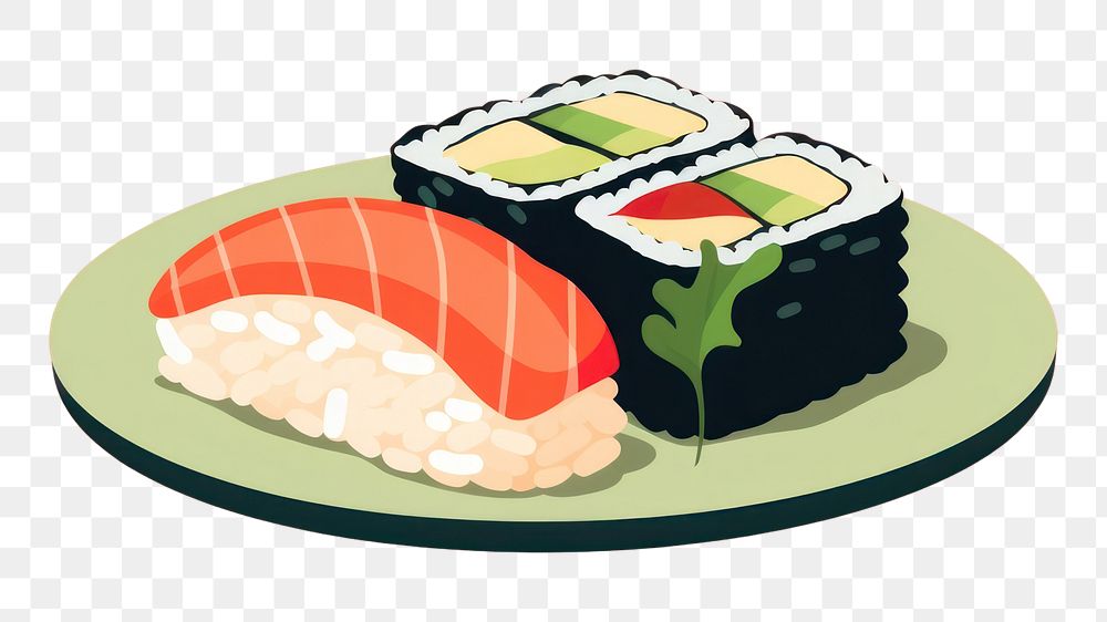 PNG Sushi plate rice food. AI generated Image by rawpixel.