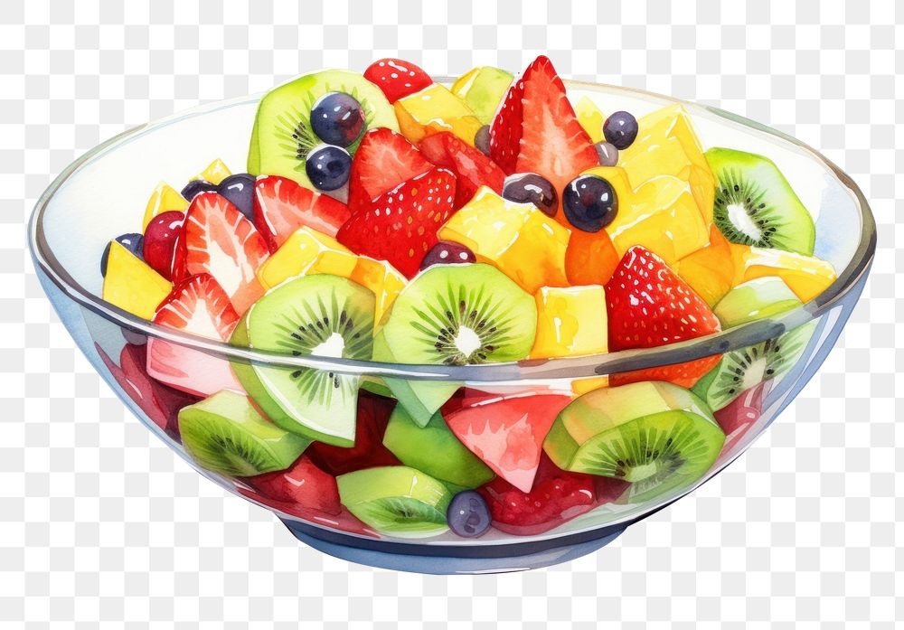 PNG Fresh fruit salad bowl dessert berry. AI generated Image by rawpixel.