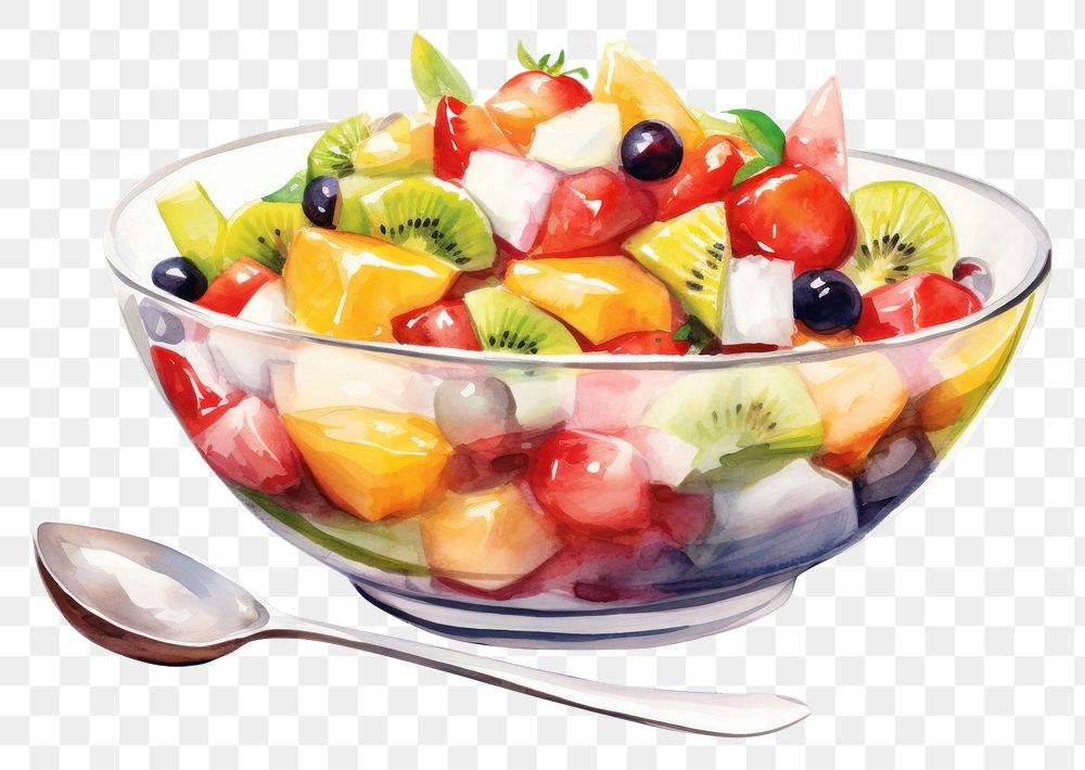PNG Fruit salad spoon food. AI generated Image by rawpixel.