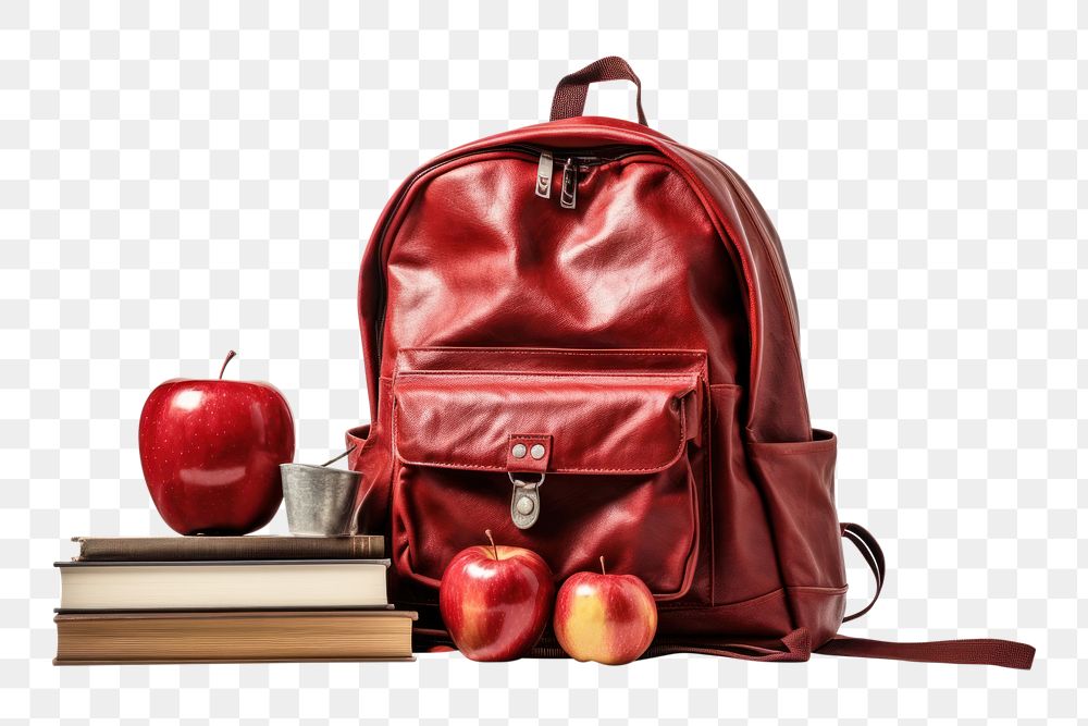 PNG Backpack handbag apple fruit. AI generated Image by rawpixel.