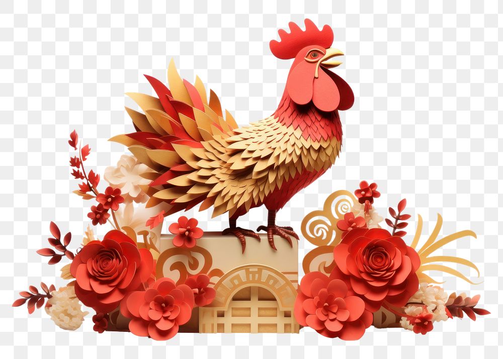 PNG Chinese New Year chicken poultry animal. AI generated Image by rawpixel.