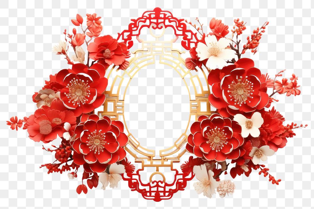 PNG Chinese New Year wreath flower plant
