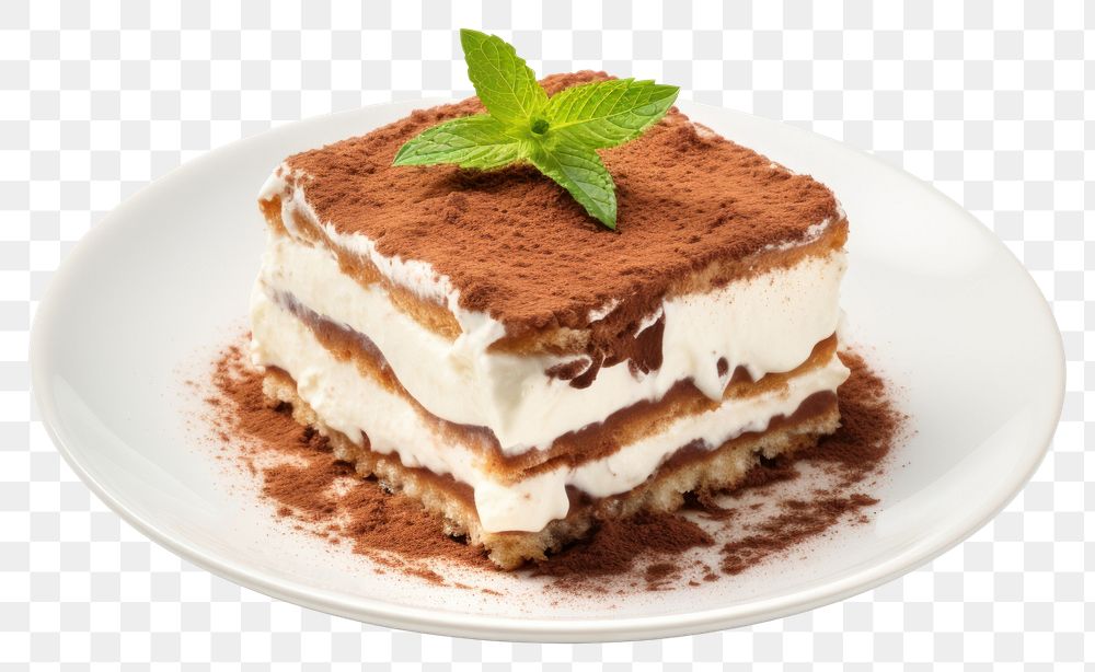 PNG Italian food tiramisu dessert plate. 