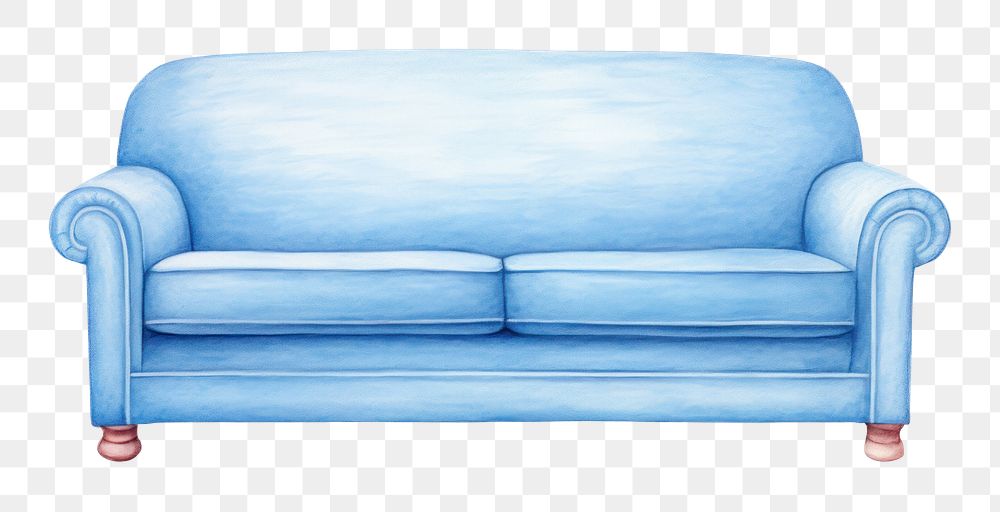 PNG Luxury blue sofa furniture armchair drawing. AI generated Image by rawpixel.