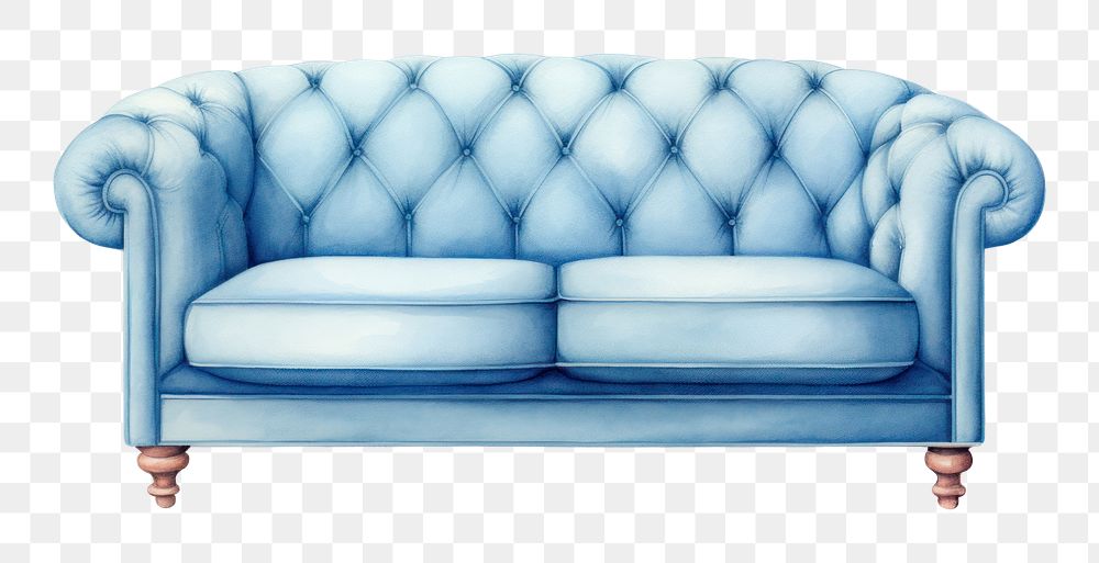 PNG Luxury blue sofa furniture armchair white background. AI generated Image by rawpixel.