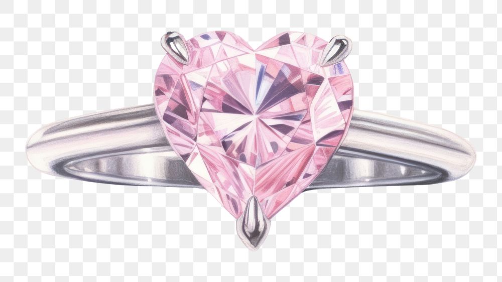 PNG Pink diamond heart ring gemstone jewelry silver. 