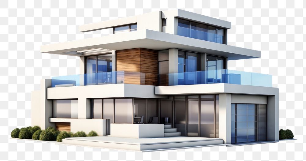 PNG  Modern house architecture building white background. AI generated Image by rawpixel.