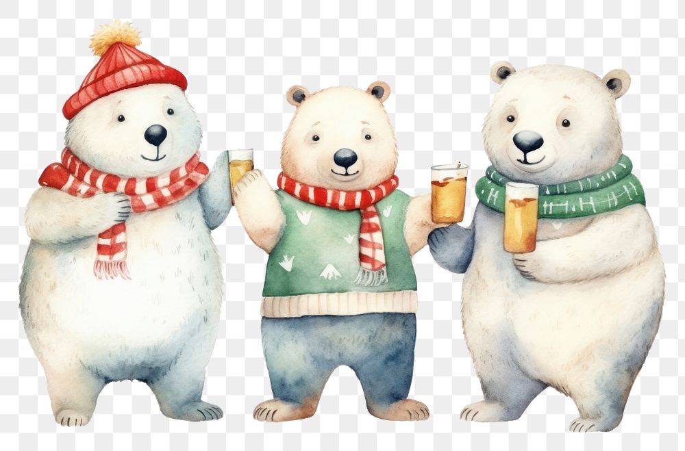 PNG Cheers a beer together bear snowman mammal. AI generated Image by rawpixel.
