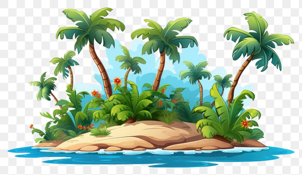 PNG Tropical island outdoors cartoon nature. 