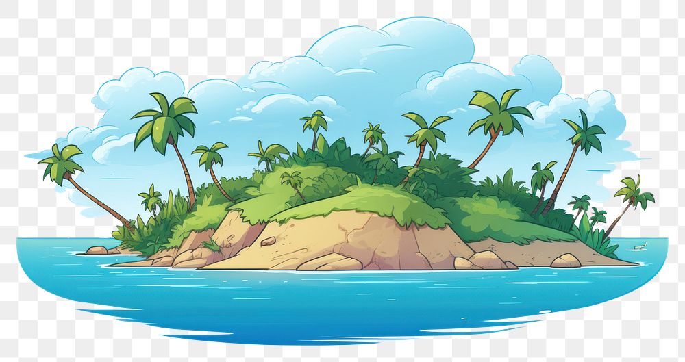 PNG Tropical island landscape outdoors cartoon. AI generated Image by rawpixel.