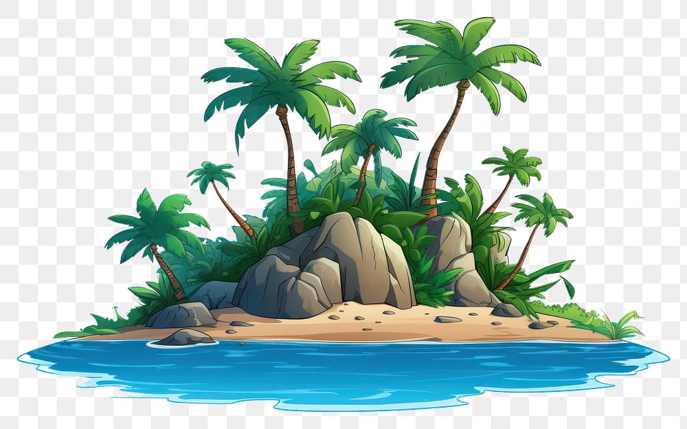 PNG Tropical island outdoors cartoon nature. AI generated Image by rawpixel.