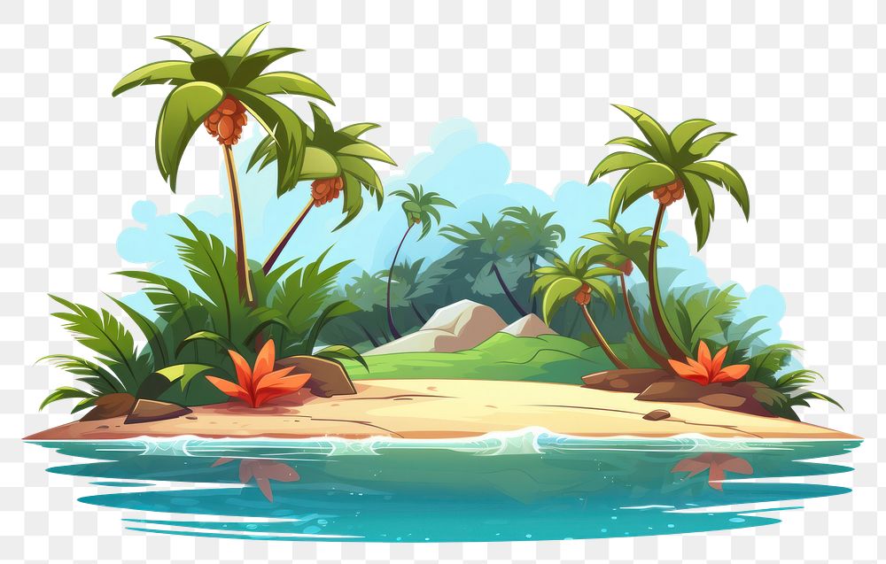 PNG Tropical island outdoors tropics cartoon. AI generated Image by rawpixel.