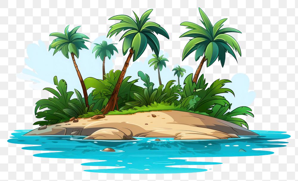 PNG Tropical island outdoors tropics cartoon. AI generated Image by rawpixel.