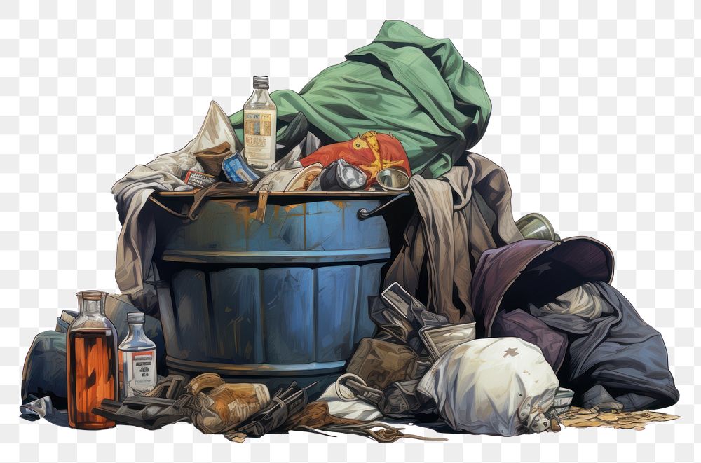 PNG Waste garbage homelessness accessories. AI generated Image by rawpixel.