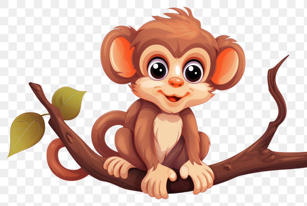 PNG Monkey wildlife cartoon animal. AI generated Image by rawpixel.