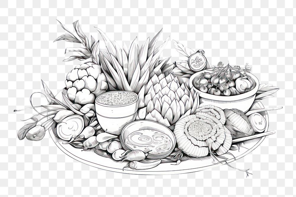 PNG Thai food drawing sketch doodle. AI generated Image by rawpixel.
